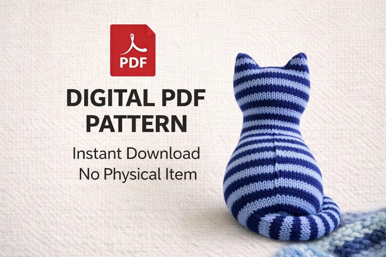 Stiped Cat Pattern Knitted Striped Cat Pattern – DIY Plush Toy Knitting (PDF Pattern) - Etsy