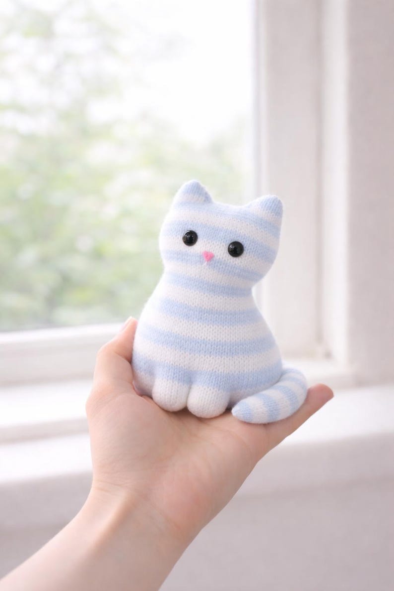 Stiped Cat Pattern Knitted Striped Cat Pattern – DIY Plush Toy Knitting (PDF Pattern) - Etsy