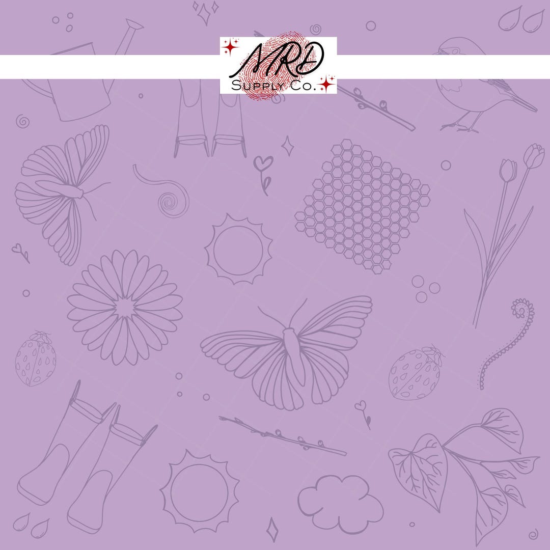 Spring Pattern Purple Purple Garden Seamless Pattern, Hand Drawn Style Spring Flowers Rain ...