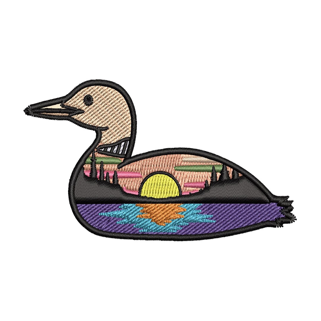 Lakeshore Sunset Loon - Machine Embroidery File Design - [2] Sizes ...