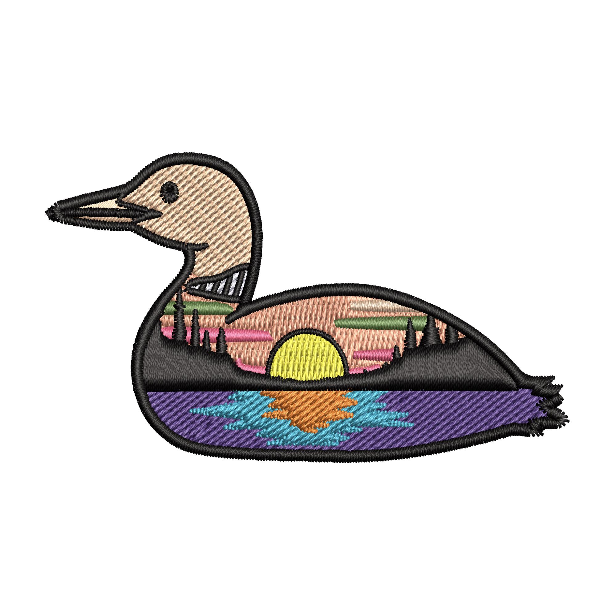 Lakeshore Sunset Loon - Machine Embroidery File Design - [2] Sizes ...