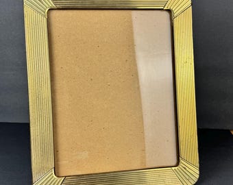 Vintage Fluted Brass 8x10 Picture Frame 1980s Post Modern, Hollywood Regency