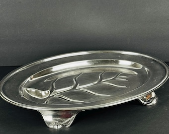 Reed & Barton Silver-Plated Tree of Life 16" Claw-Footed Meat Platter, Vintage 1949