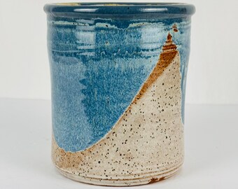 Hand Thrown Utensil Holder Crock - 1970s Signed Studio Pottery by Bruce Murray, Vermont
