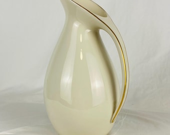 Lenox Ivory Porcelain Pitcher with Gold Trim - Elegant Sculptural Mid-Century Table Decor