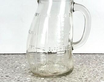 Vintage Glasco Pot Belly / Baby Bump Glass Formula Pitcher, 1 Qt - 1940s/50s
