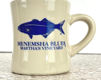 Vintage Menemsha Blues Martha’s Vineyard Nautical Blue Fish Diner Style Coffee Mug