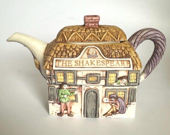 Vintage Staffordshire Tableware The Shakespeare Novelty Teapot, Christopher Wren Village Pub Cottage Tea Pot, Collectible British Pottery