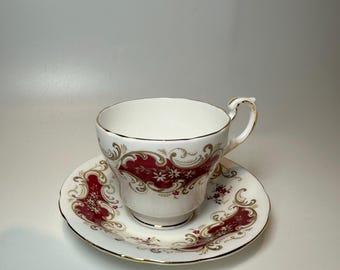 Vintage Paragon Majestic Kaffeetasse-Untertasse - Rotgold englische Bone China Mokkatasse