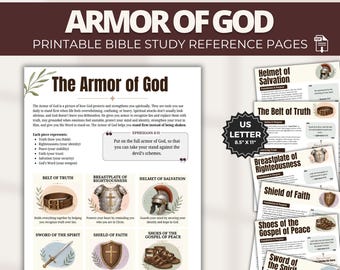 Armor of God Bible Study, Ephesians 6 Reference Pages, Spiritual Warfare Study Guide, Printable Scripture Pages