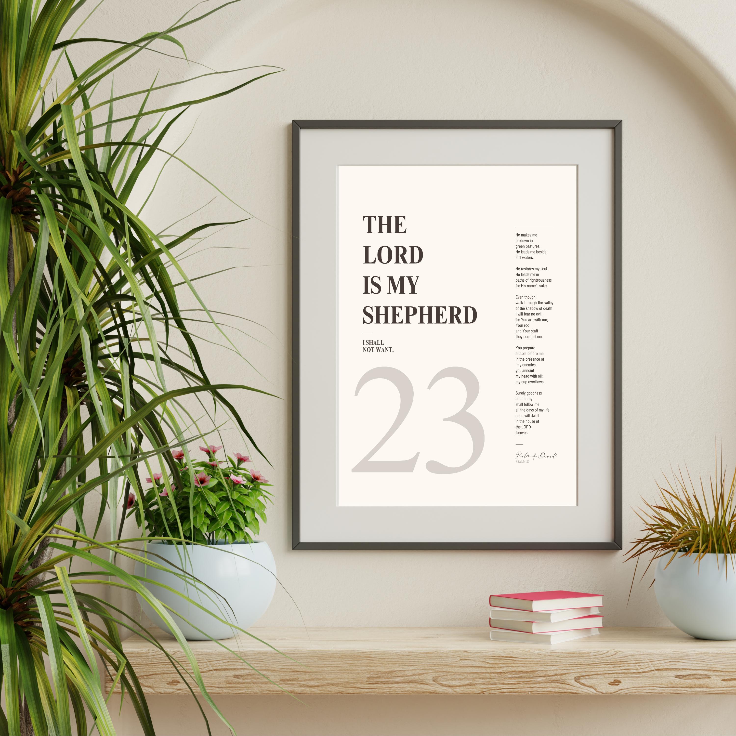 Psalm 23 Wall Art, the Lord is My Shepherd Print, Christian Wall Decor ...