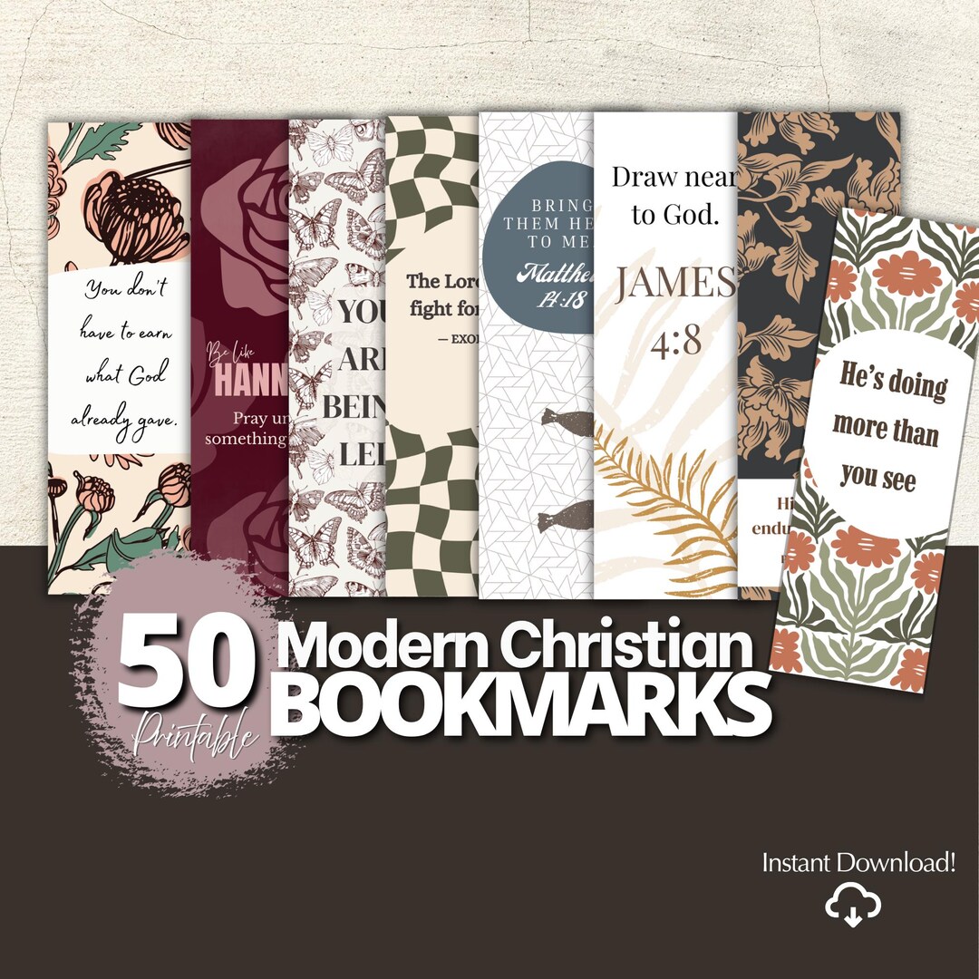 50 Modern Christian Scripture Bookmarks | Printable Bible Verse Designs ...