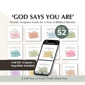 52 Printable Watercolor Scripture Cards |Weekly Inspirational Bible Verses |Affirmations  (Digital Download)