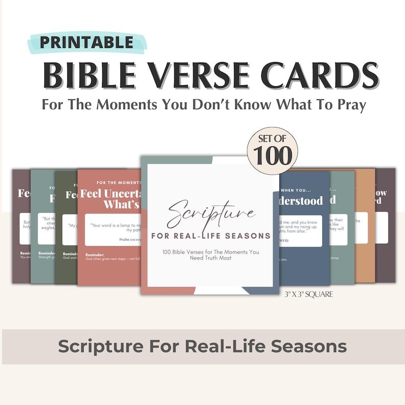 Various Scriptures 100 Bible Verse Cards | Christian Encouragement Scripture (digital ...