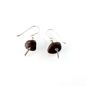 Montana, Glacier Park, Pebble Jewelry, Whitefish, Dangling Earrings, Artisan, Handmade, Montana Jewelry, River Stone, Pebble, Silver, 1380b