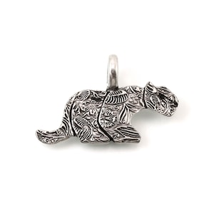Sterling Silver Mountain Lion or Cougar or Panther Pendant 980h