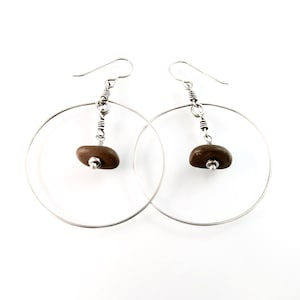 Montana, Glacier Park, Pebble Jewelry, Whitefish, Hoop Earrings, Artisan, Handmade, Montana Jewelry, River Stone, Hoops, Pebble, 1366b