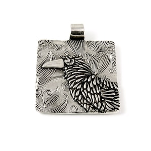 Sterling Silver Raven or Corvidae Pendant Totem 979bh