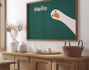 Pôster de Ganso para Imprimir para Quarto Infantil | Arte de Parede Moderna com Ganso em Estilo Escandinavo |