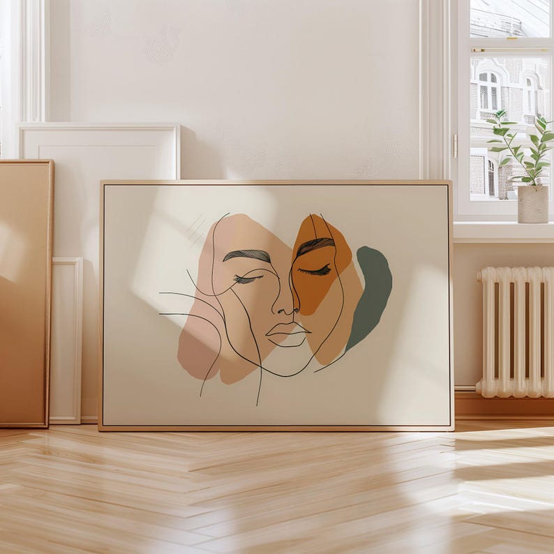 Abstract Line Art Poster: Woman's Face | Boho Minimalist Modern Wall ...