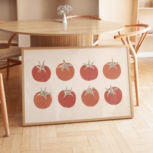 Digital Download Retro Tomato Print, Vintage Kitchen Printable Wall Art, Linocut Vegetable Pattern File, Food Poster