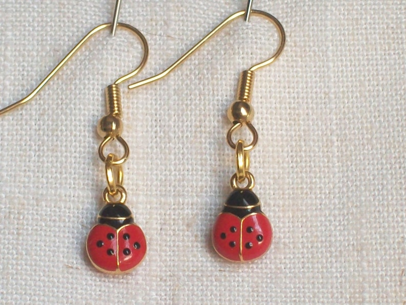 Handmade Ladybug Earrings For Girls - Cute Pierced Stud Earrings - Halloween & Cosplay Jewelry Gift - View #9