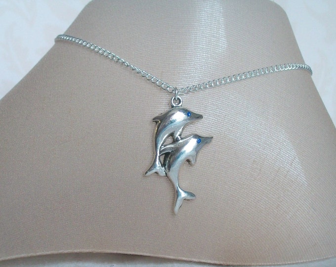 Dolphins Anklet Blue Eyed Dolphins Flipper Anklet Silver Etsy