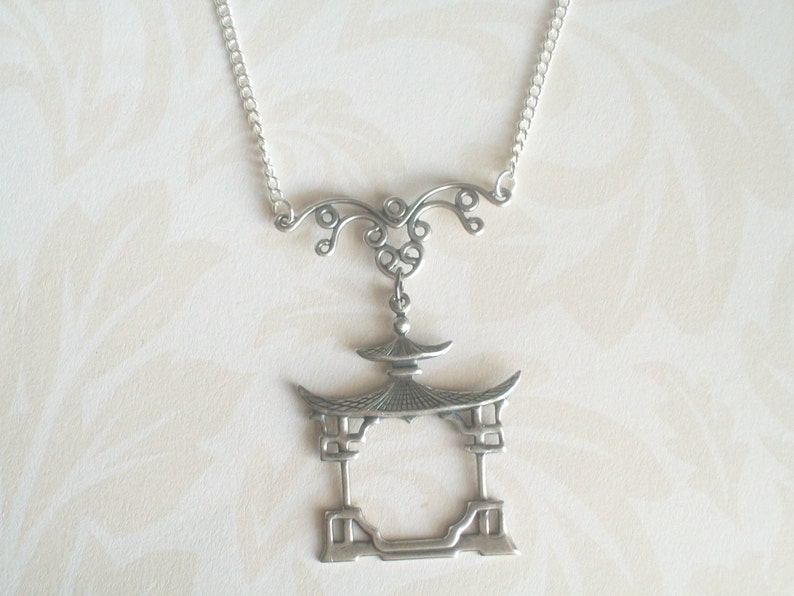 Pagoda Necklace Silver Pagoda Asian Jewelry Koi Pond Zen Etsy