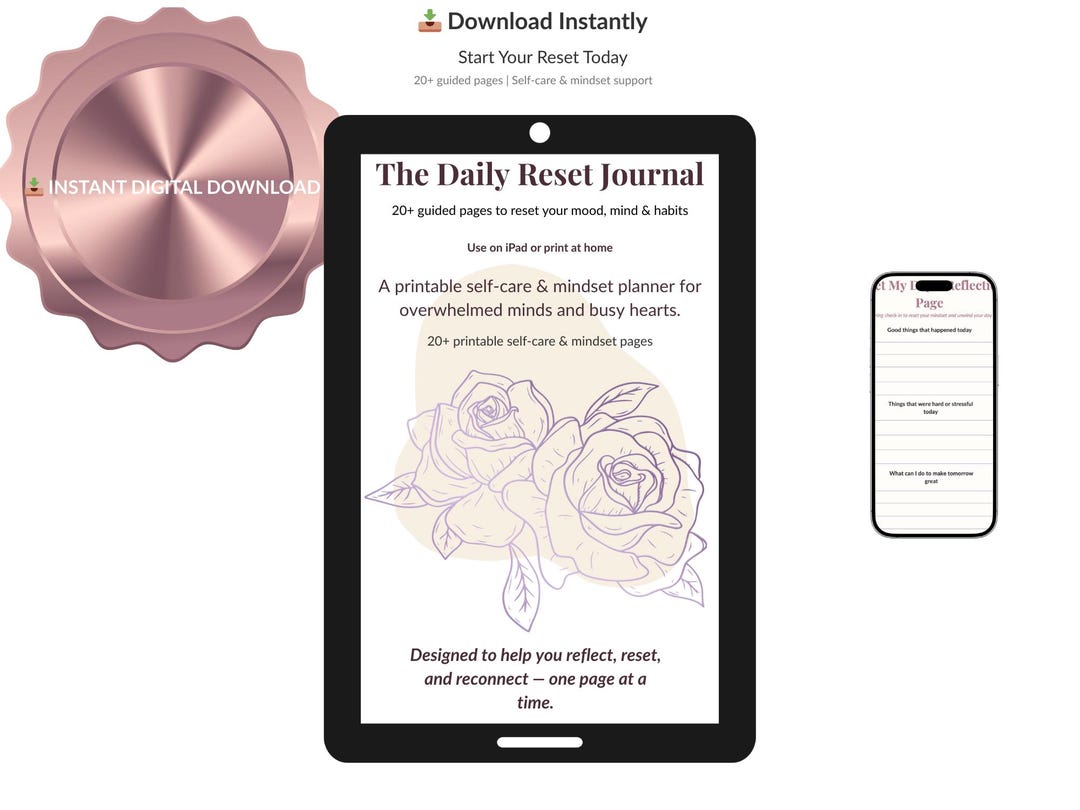 Printable Self Care Journal PDF – 23 Page Mental Health Planner, Daily ...