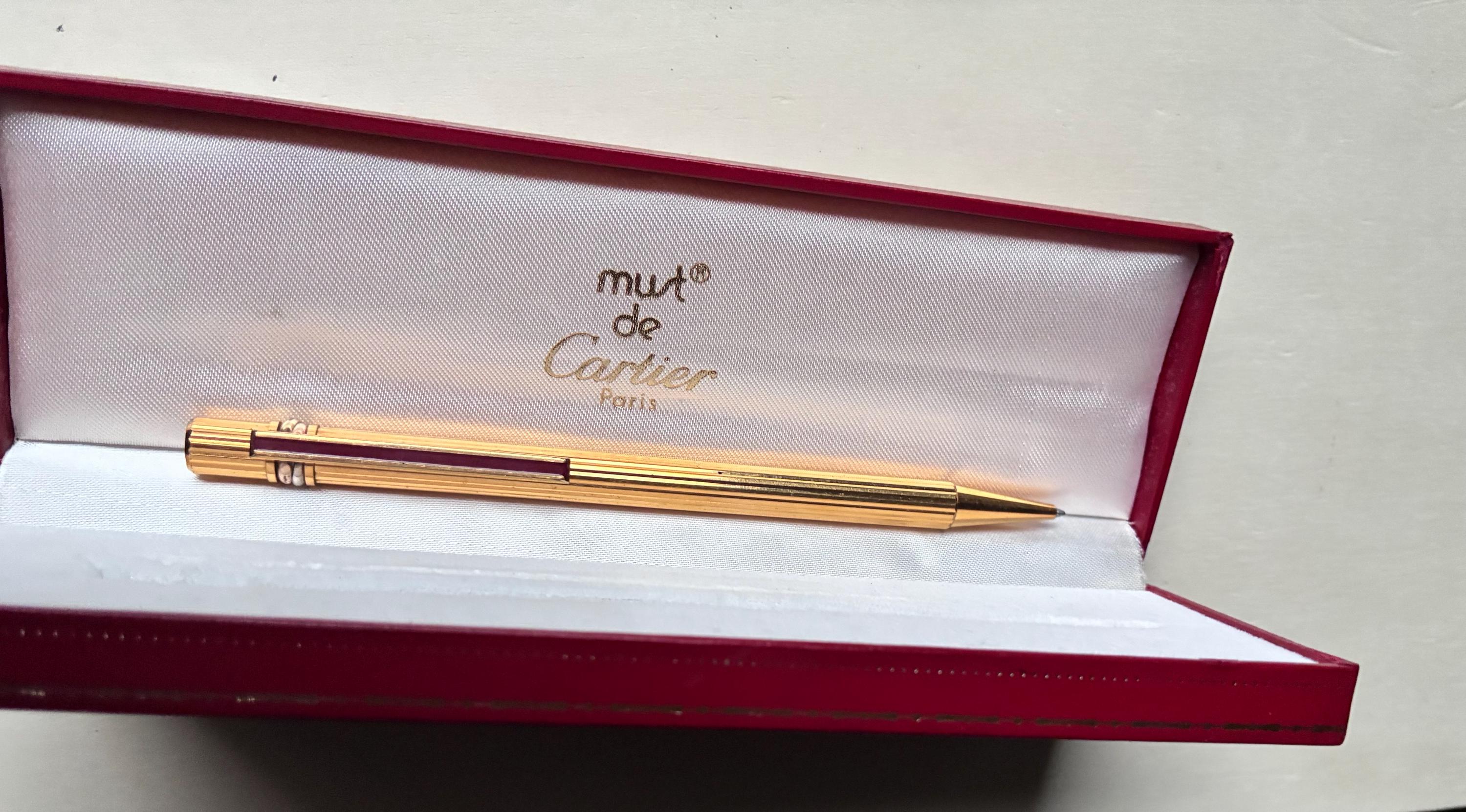 CARTIER TRINITY Gold Godron Vintage Twist Ballpoint Pen With 