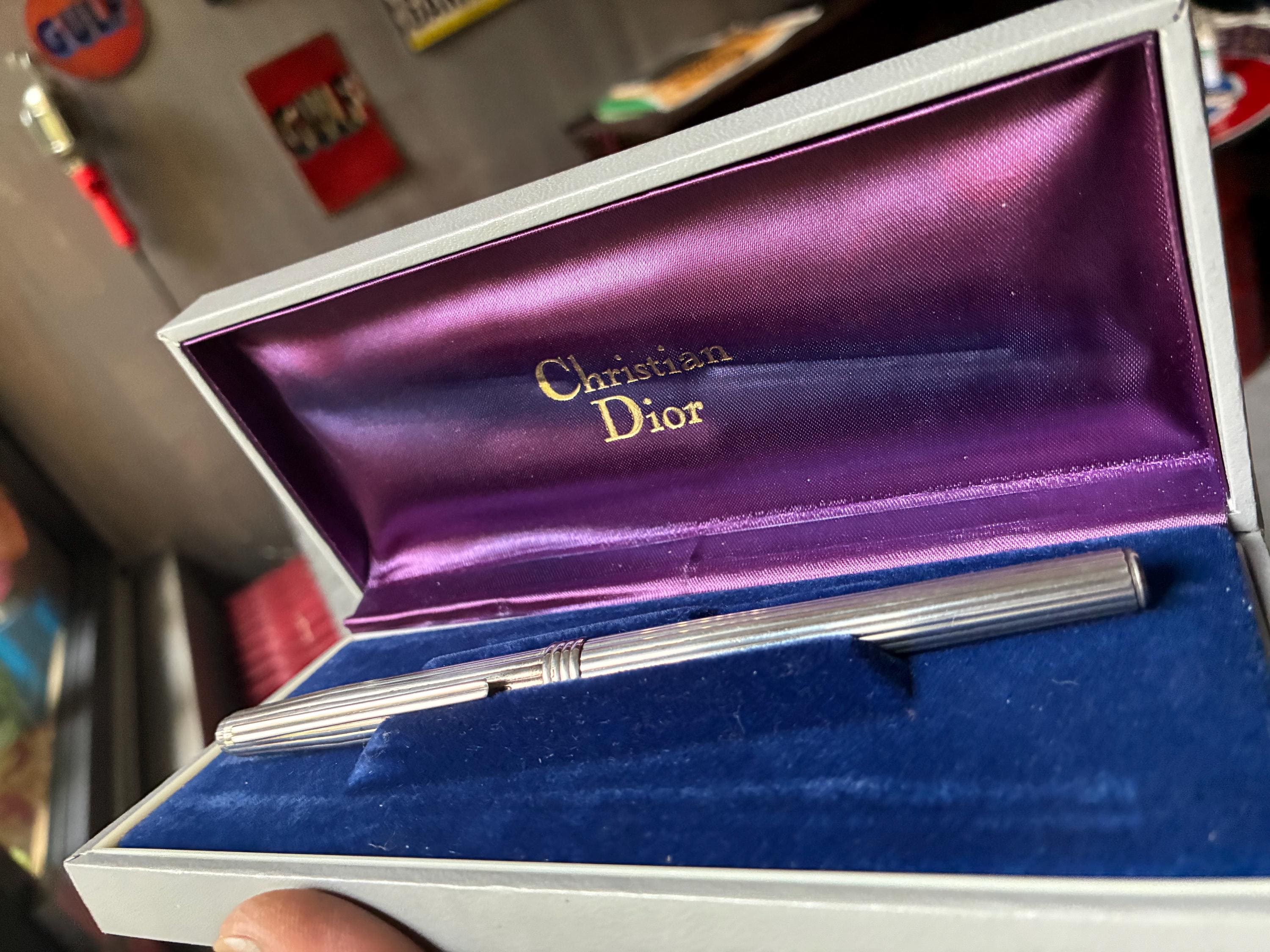CHRISTIAN DIOR Paris 1970s Extremely Rare Fountain Pen Silver 925