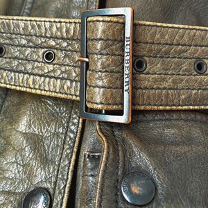 BURBERRY LONDON Leather Vintage Biker Jacket Brown 1990s Fits M image 8