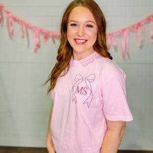 Coquette Bow T-Shirt | Trendy Embroidered T-Shirt | Bow T-Shirt | Coquette Bow | Comfort Color