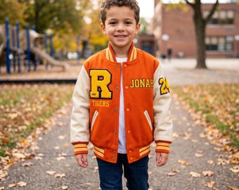 Custom Kids Varsity Jacket Personalized Logo  Chenille Patches & Embroidered School Bomber Coat