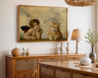 Customizable Pet Portrait - Rolled Poster, Vintage Angel Print