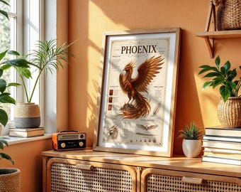 Phoenix Poster | Reborn in Fire Field Study No. 18 | Fantasy Bestiary Print | Dark Academia Wall Art