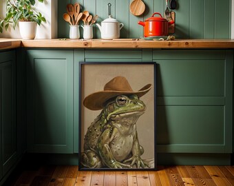 Cowboy Frog Print | Whimsical Western Cowboy Hat Wall Art
