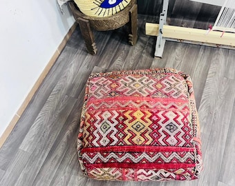 Puf marroquí de lana: cojín de suelo bereber, otomana bohemia - poufF