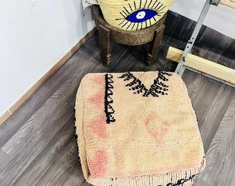 Puf marroquí de lana: cojín de suelo bereber, otomana bohemia - poufF