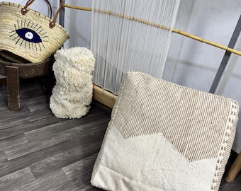 Handmade Rosy Pink Wool Moroccan Pouf – Berber Ottoman Floor Cushion