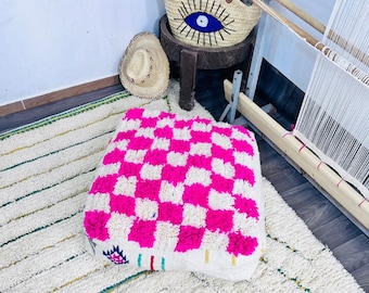 Puf marroquí de lana: cojín de suelo bereber, otomana bohemia - poufF