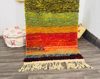 Vibrant Azilal Rug: Colorful Berber Moroccan Wool Carpet
