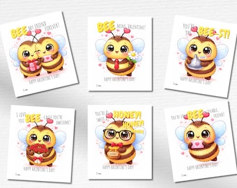 Bumble Bee Valentine Cards for Kids | Editable Canva Template (Printable PDF)
