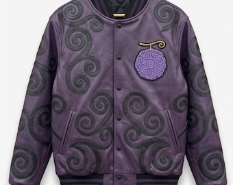 Giacca bomber in pelle stile Varsity Gear 5 di Luffy – One Piece Anime Devil Fruit Streetwear Cosplay