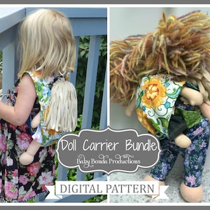 Babywearing Doll Carrier Bundle Toddler 18 Doll Sizes Onbuhimo PDF Sewing Pattern image 1