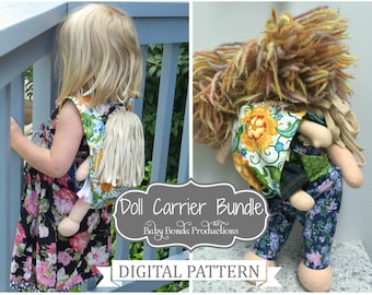 Babywearing Doll Carrier Bundle - Toddler - 18" Doll Sizes - Onbuhimo - PDF Sewing Pattern