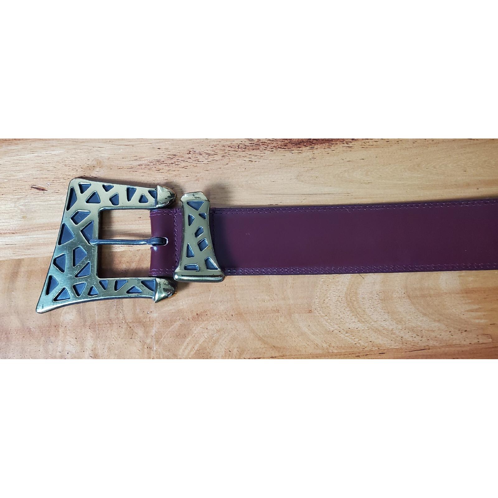 Vintage Burgundy Full grain Cowhide Belt Solid brass Buckle Preppy Dress Sz.36 Leather Belt - Burgundy – Skinner American Goods main image 2