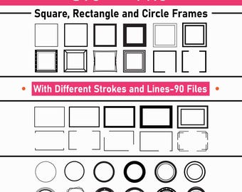 Geometric Photo Frames SVG Bundle, Simple and Modern Frames PNG,  Square, Circle, Rectangle (Digital Download)
