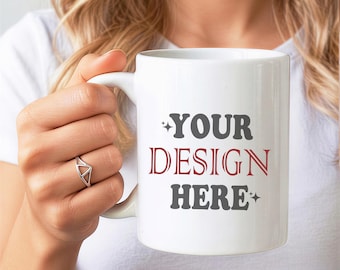 11oz Ceramic Mug Mockup, Holding Mug Mockup, Minimalist White Mug Mockup, White Mug Mockup, White Mug Closeup Mockup