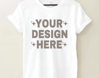 Bella Canvas 3001 Mockup | White T-Shirt Flat Lay Mockup